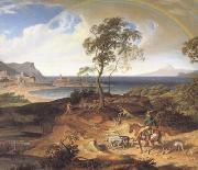 Joseph Anton Koch Stormy Landscape with Returning Rider (mk10) oil painting reproduction